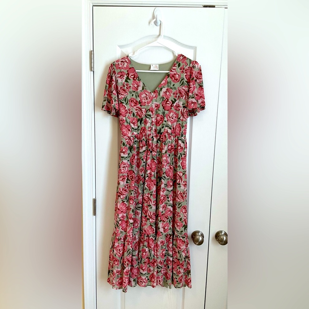 Siren Lily Floral Midi Dress (size large)